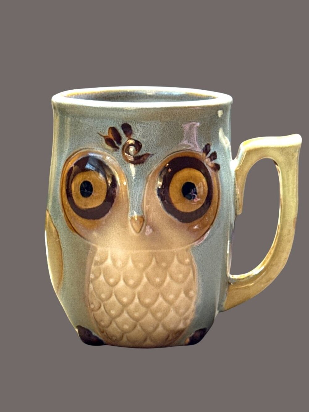 Owl Lovers!! Vintage Gibson Home Ceramic Owl Mug. Glazed Stoneware.